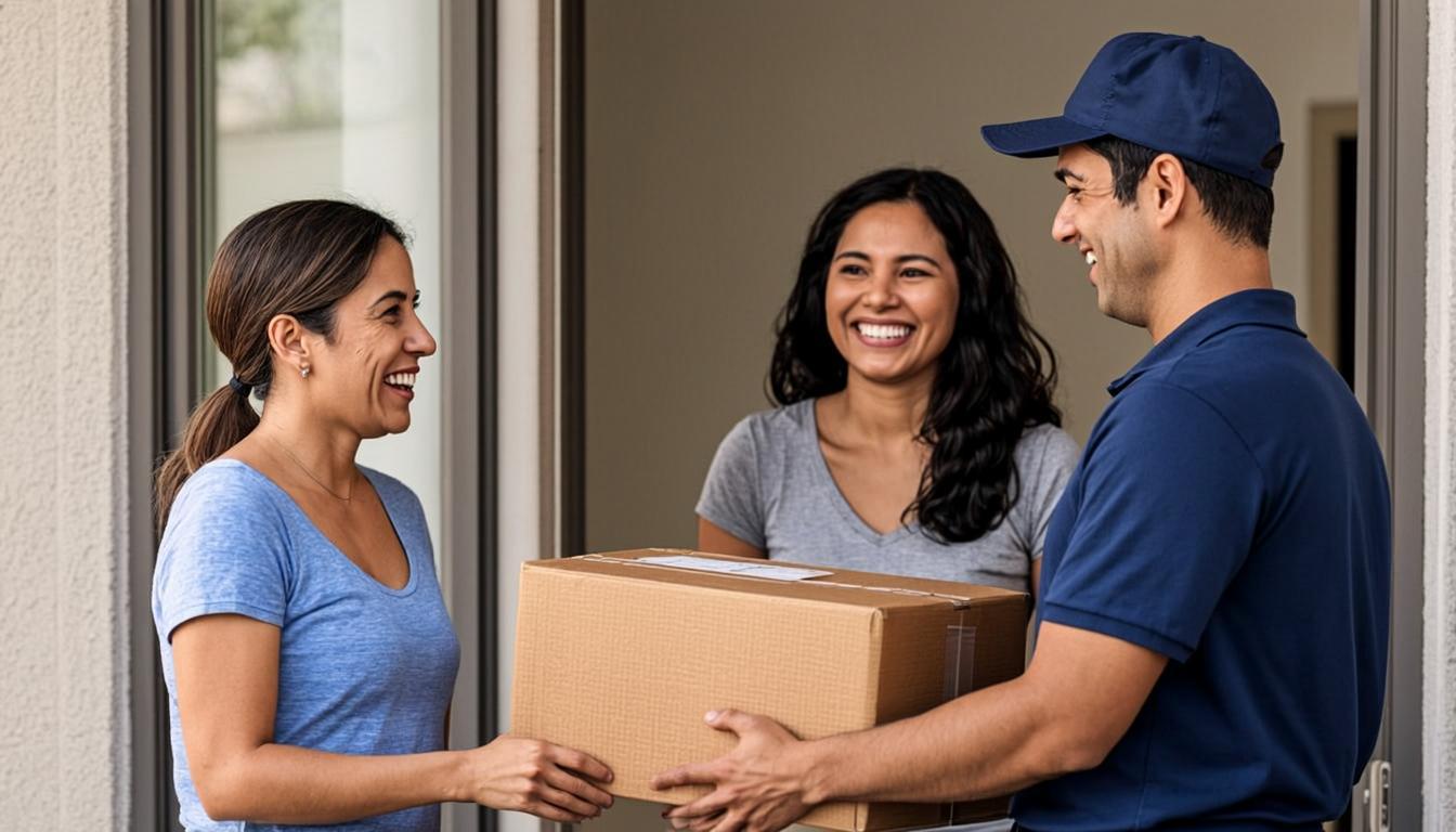 Boxes handed over at the family's new doorstep